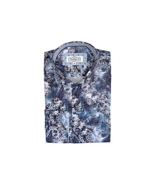 7 DOWNIE Modern Fit Blue Skull Floral Shirt
