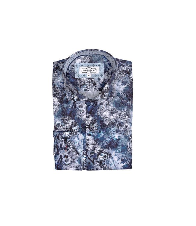 Modern Fit Blue Skull Floral Shirt