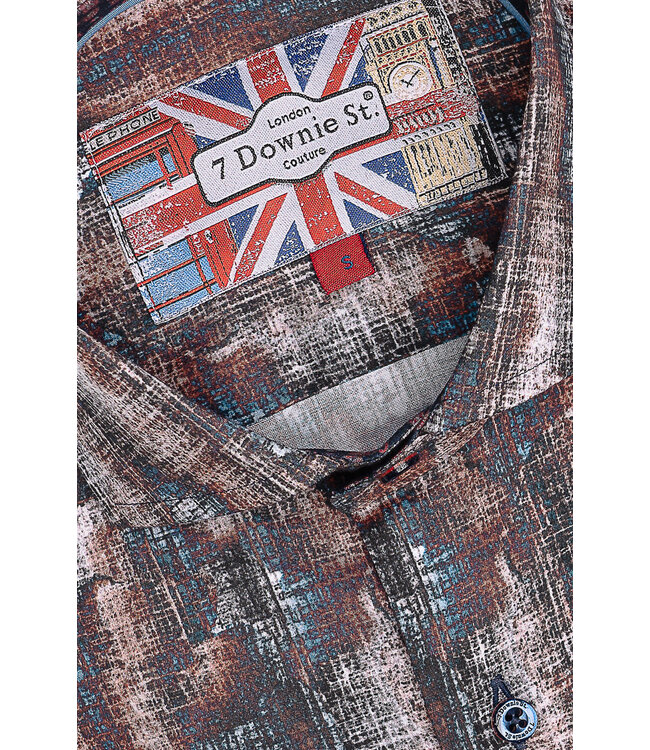 Modern Fit Brown Blue Pattern Shirt