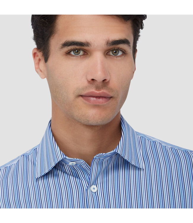 Modern Fit Blue Striped Shirt