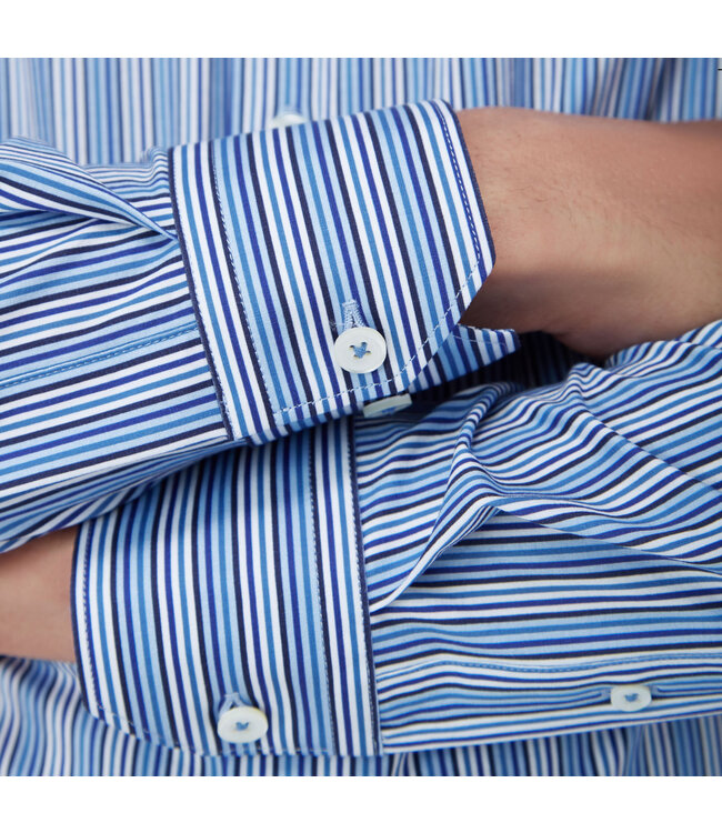 Modern Fit Blue Striped Shirt