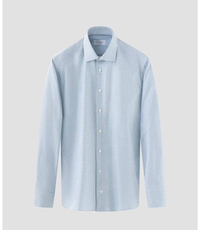 Slim Fit Teal Twill Fine Check Shirt