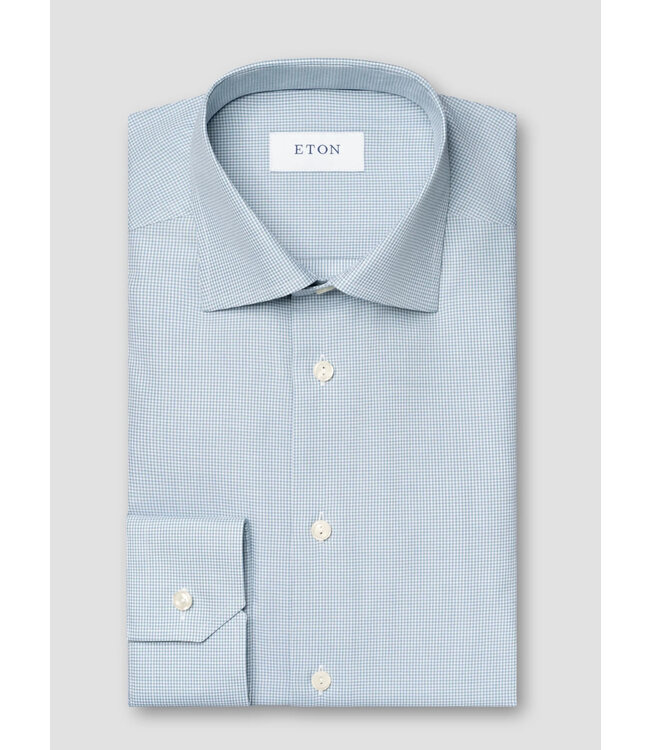 Slim Fit Teal Twill Fine Check Shirt