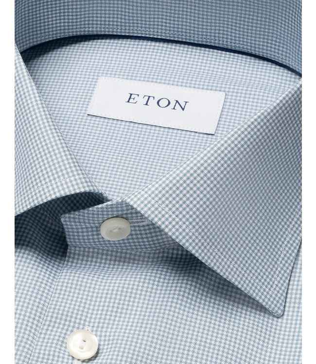 Slim Fit Teal Twill Fine Check Shirt