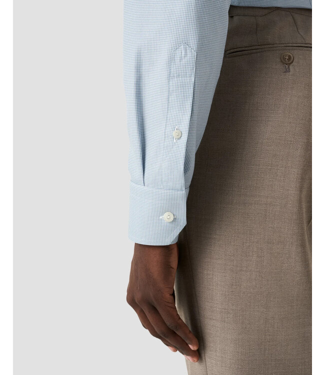 Slim Fit Teal Twill Fine Check Shirt