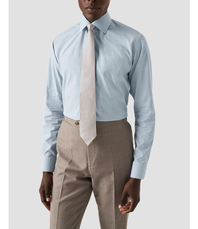 Slim Fit Teal Twill Fine Check Shirt