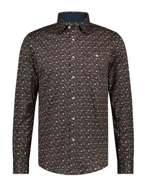 FELLOWS UNITED Modern Fit Dark Brown Floral Shirt