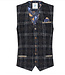 A FISH NAMED FRED Slim Fit Brown Navy Plaid Vest