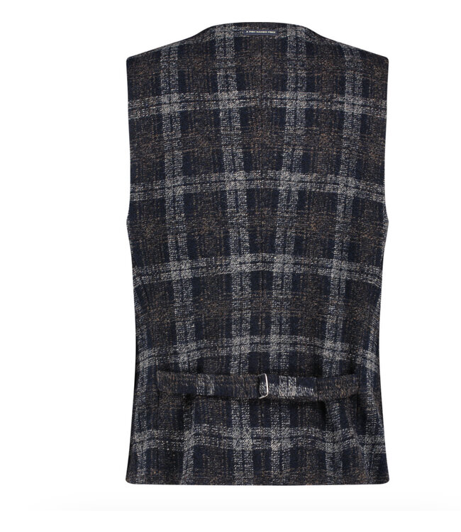 Slim Fit Brown Navy Plaid Vest
