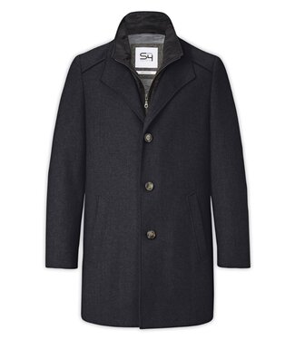 S4 JACKETS Navy Mix Newton Herringbone Coat