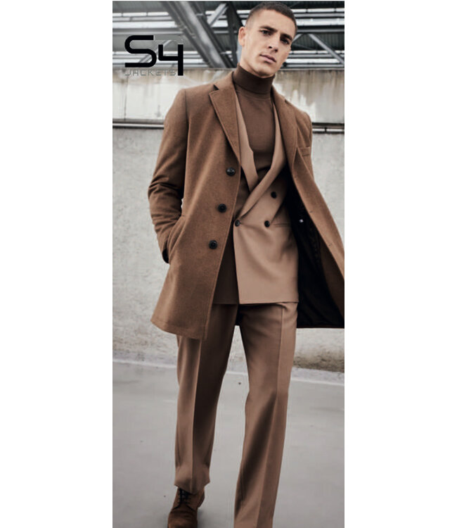 Modern Fit New Edison Camel Overcoat