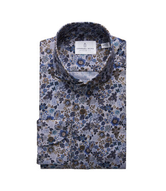 EMANUEL BERG Modern Fit Denim Floral Shirt