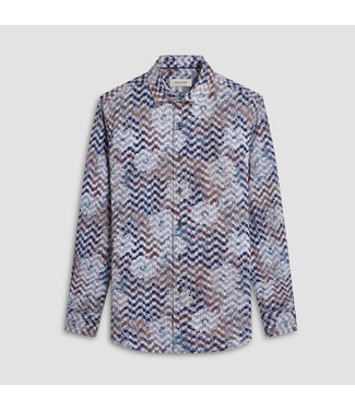 BUGATCHI Classic Fit Caramel Chevron Shirt