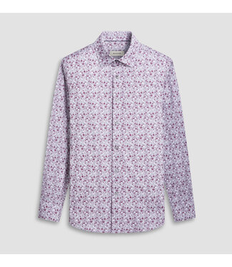 BUGATCHI Modern Fit Burgundy Grey Floral Shirt