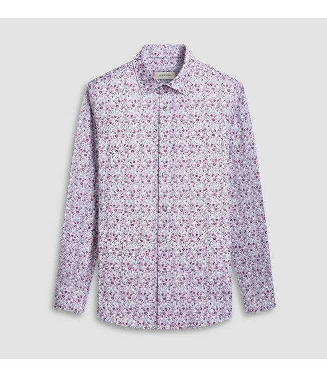 Modern Fit Burgundy Grey Floral Shirt