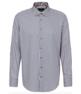 BUGATTI Modern Fit White Navy Stripe Shirt