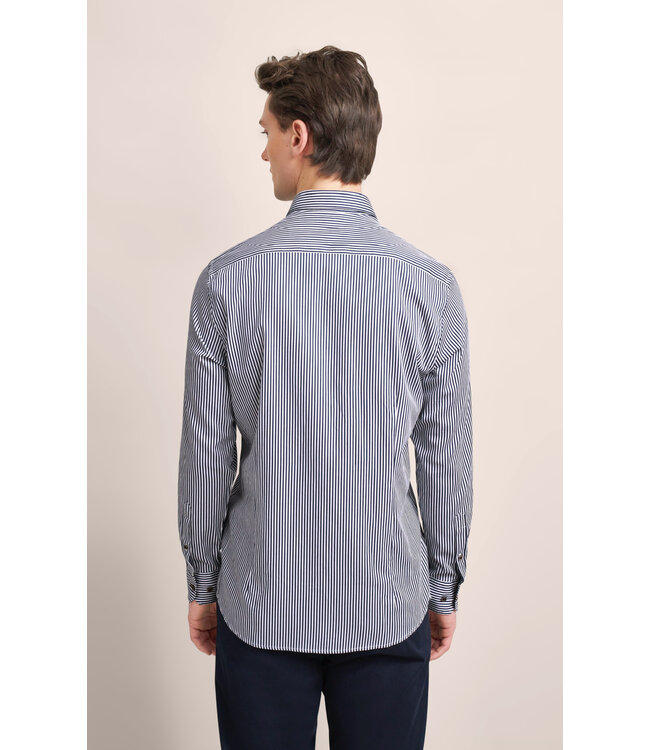 Modern Fit White Navy Stripe Shirt