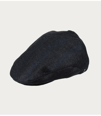 BUGATTI Navy Baker Herringbone Flat Cap