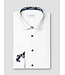 Slim Fit White Dobby Shirt with Navy Trim