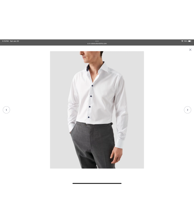 Slim Fit White Dobby Shirt with Navy Trim