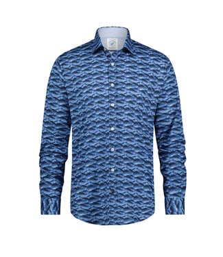 A FISH NAMED FRED Modern Fit Navy Rocky Mountains Shirt