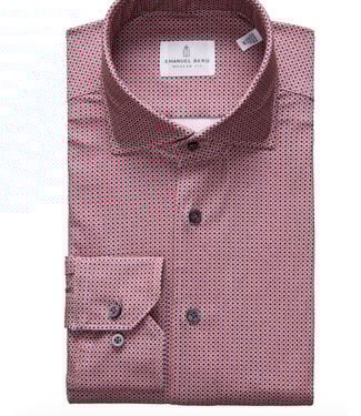 EMANUEL BERG Modern Fit Navy & Red Pattern Shirt