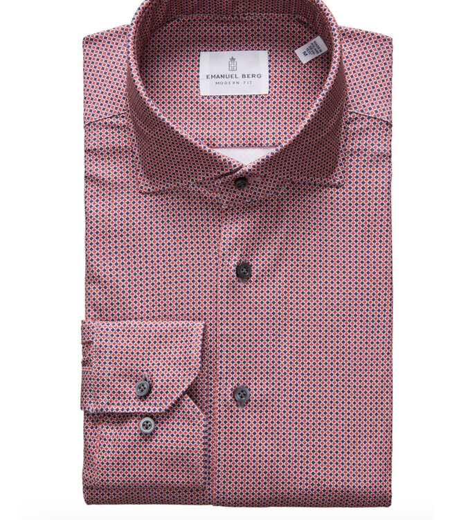 Modern Fit Navy & Red Pattern Shirt