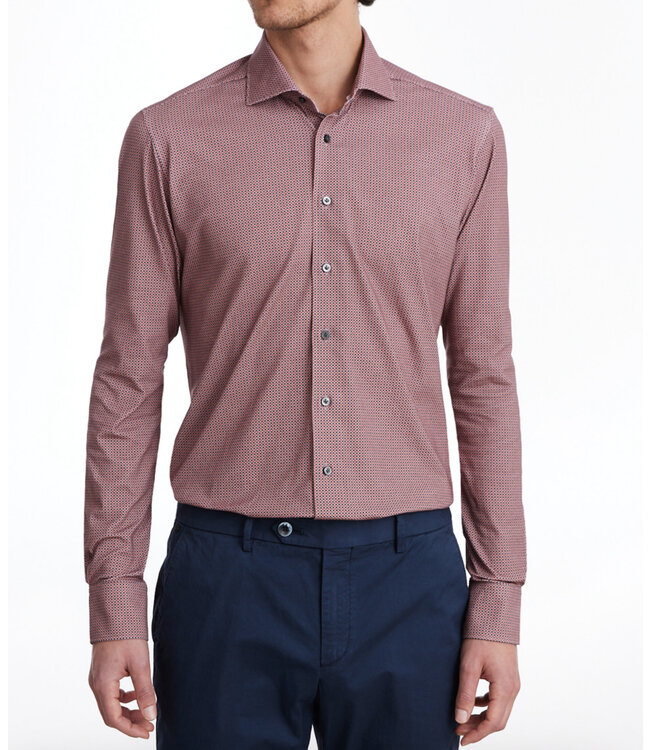 Modern Fit Navy & Red Pattern Shirt