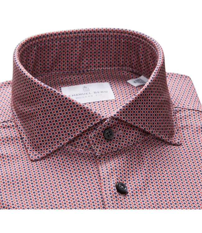 Modern Fit Navy & Red Pattern Shirt