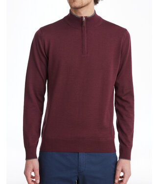 EMANUEL BERG Burgundy Washwool 1/4 Zip