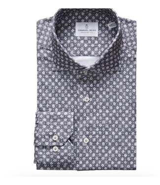 EMANUEL BERG Modern Fit Dark Grey Blue Dot Shirt