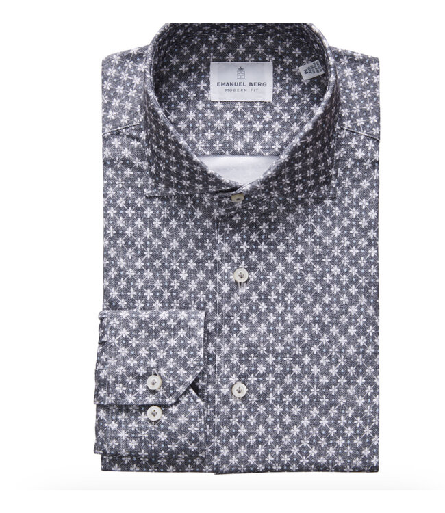 Modern Fit Dark Grey Blue Dot Shirt