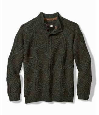 TOMMY BAHAMA Green Brown Beachscape 1/4 Button