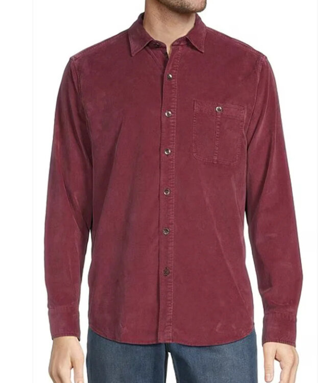 Classic Fit Aged Claret Corduroy Shirt