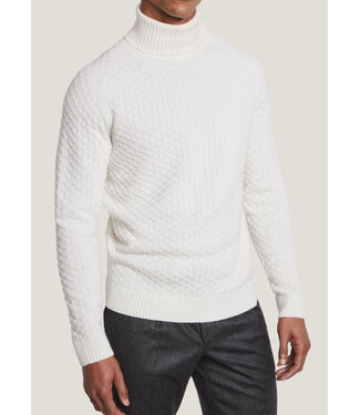 JACK VICTOR Ecru St. Antoine Cable Knit Turtleneck