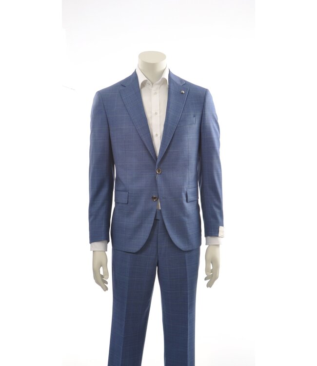 Modern Fit Blue Mix Windowpane Suit