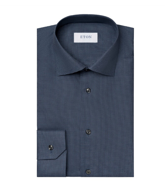 Slim Fit Dark Blue  Houndstooth Shirt