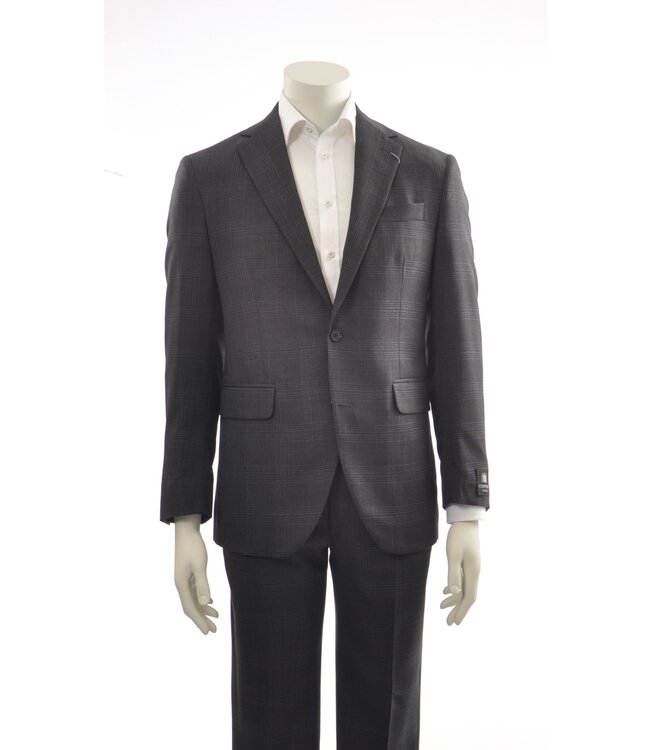 Modern Fit Charcoal Plaid Suit