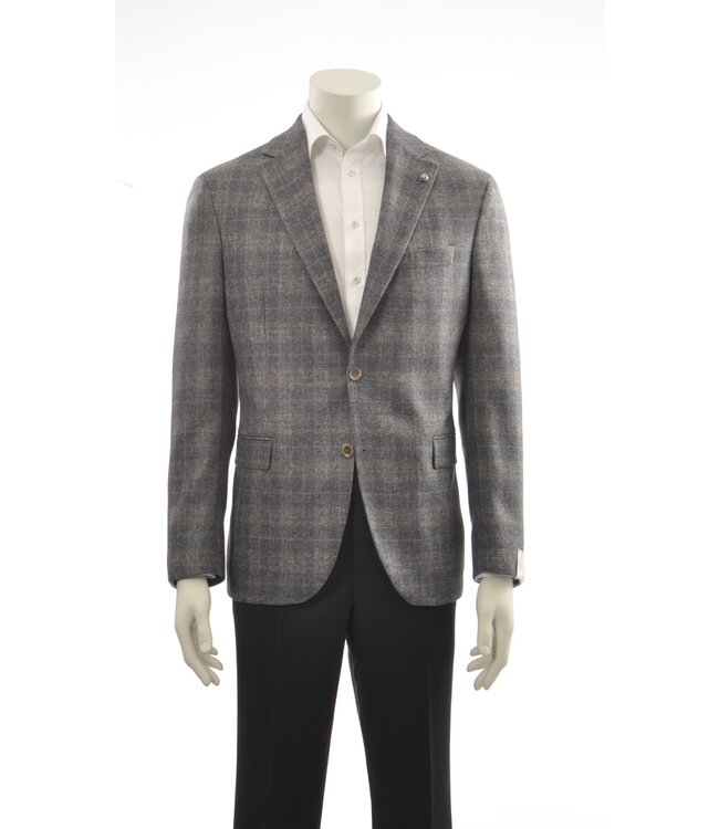 Modern Fit Grey Taupe Plaid Sport Coat