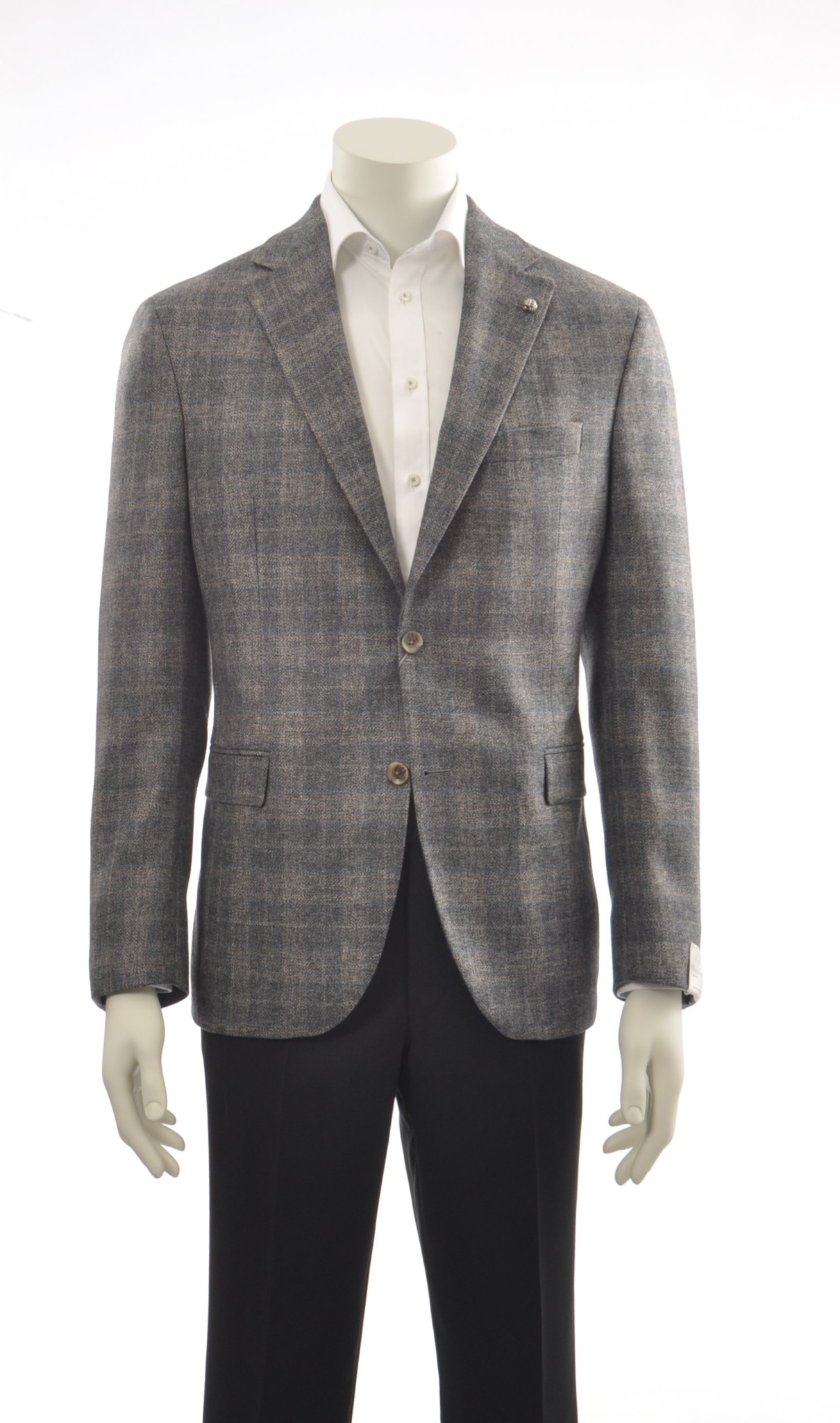 JACK VICTOR Modern Fit Gray Taupe Plaid Sport Coat