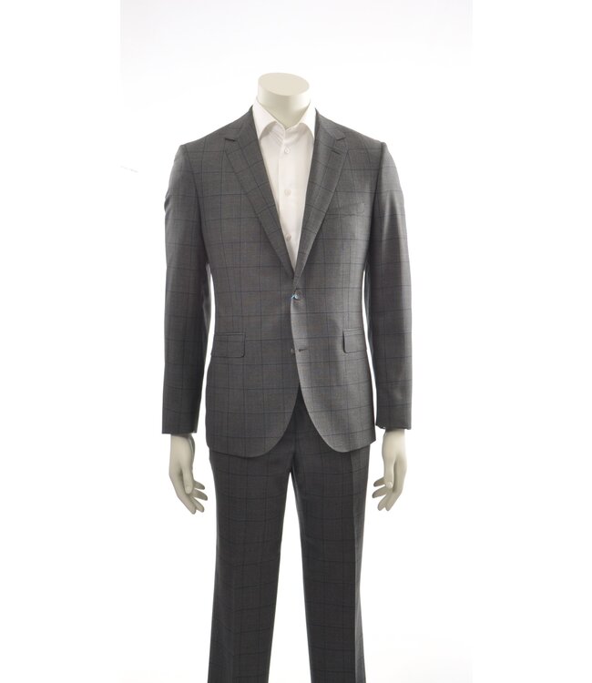 Modern Fit Grey Windowpane Suit