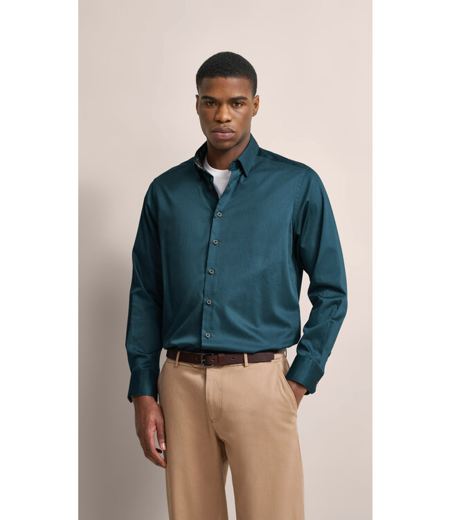 Modern Fit Teal Shirt With Trim
