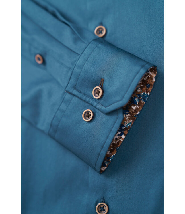 Modern Fit Teal Shirt With Trim