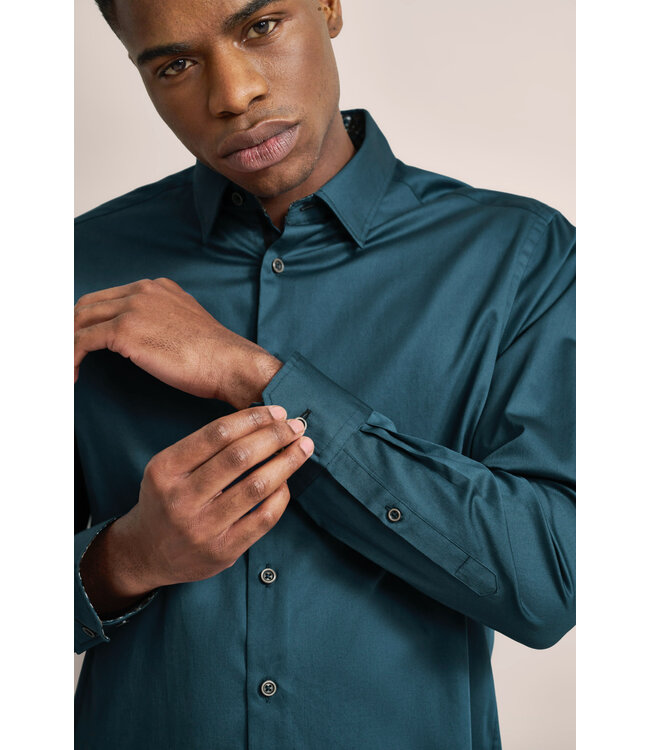 Modern Fit Teal Shirt With Trim