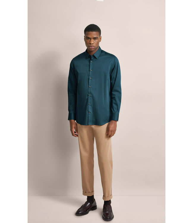 Modern Fit Teal Shirt With Trim