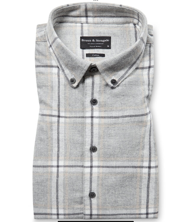Modern Fit Grey Norman Plaid Flannel Shirt