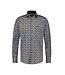 Modern Fit Tan Navy Pattern  Shirt