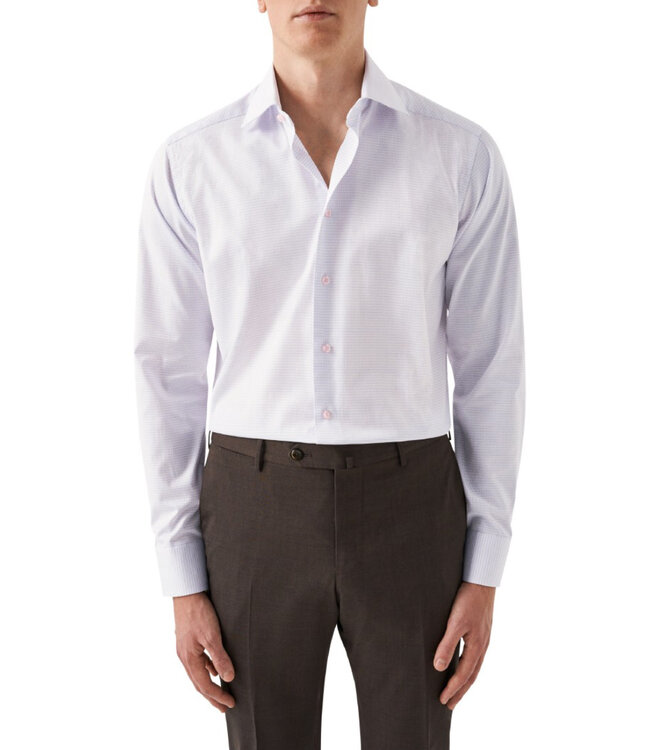 Slim Fit Pink Micro Check Pattern Shirt