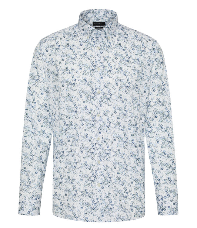 Modern Fit Navy Green Floral Shirt