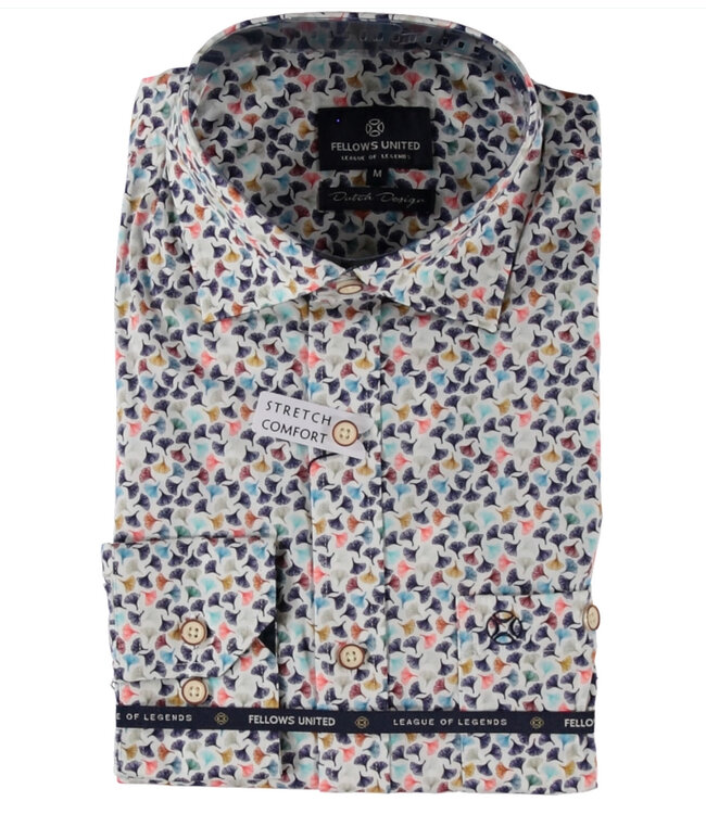 Modern Fit White Multi Colour Shirt
